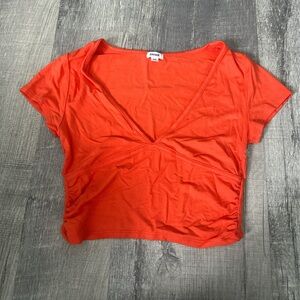 Garage Bright Orange V-Neck Crop Top